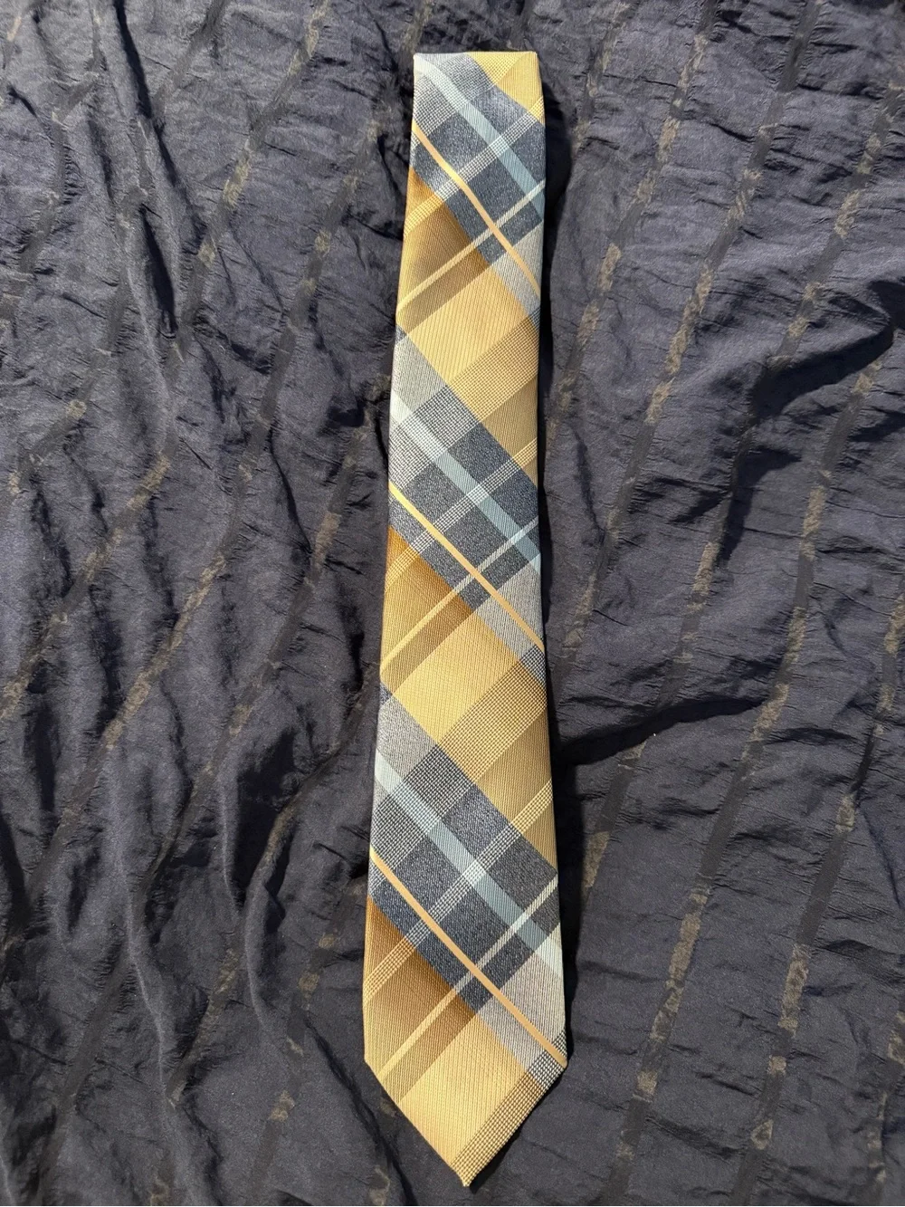 Stafford Yellow and Blue Plaid Silk Tie